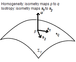 Isometric mapping on homogeneous and isotropic surfaces